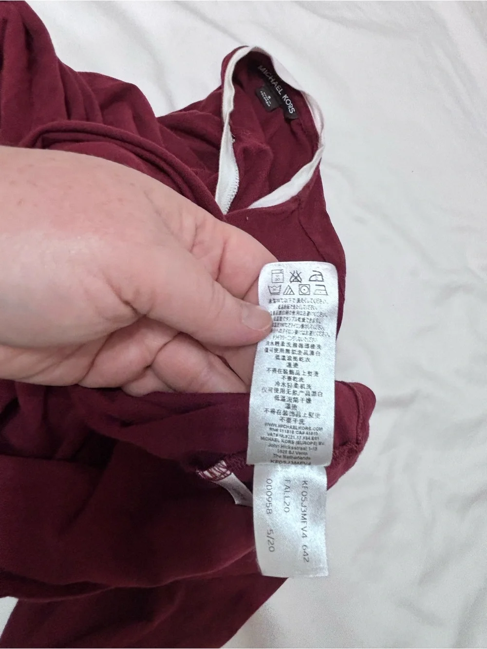 Michael Kors Burgundy Logo Sleeve Long Sleeve Shirt Women’s Small Cotton